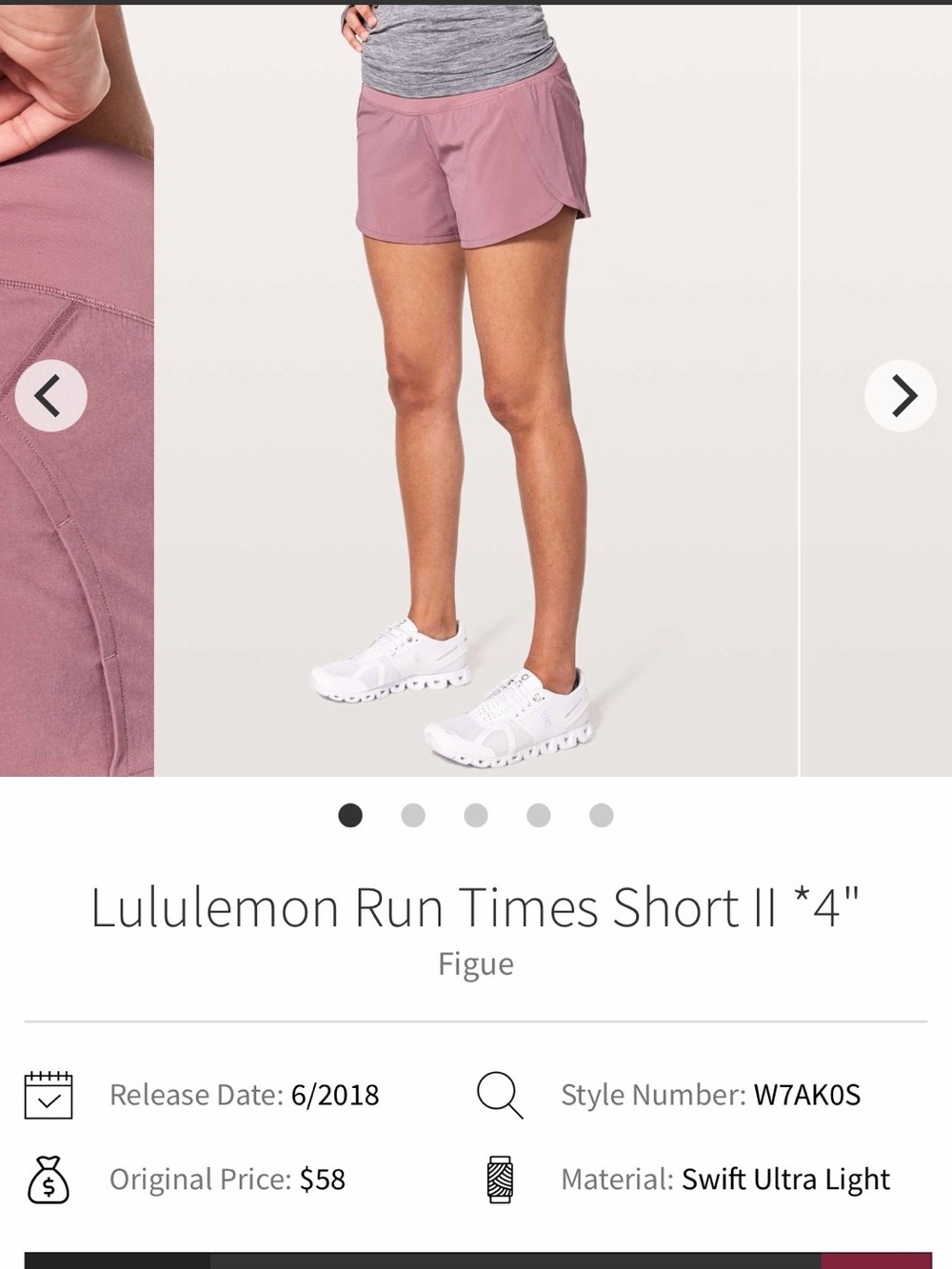 lululemon athletica Run Times Shorts in Figue Pink